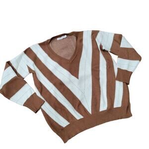Misslook V neck Striped Sweater Size Large